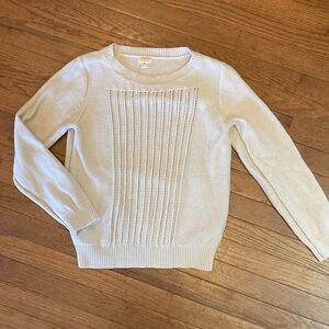J. Crew Open-Knit Panel 100% Cotton Crewneck Sweater - Cream Oatmeal